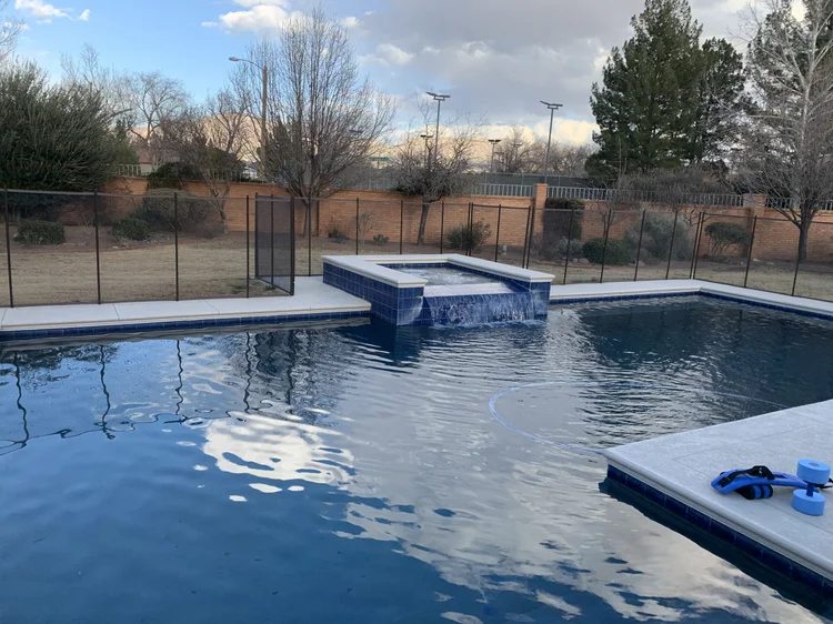 Blue Tile Pool with Raised Spa